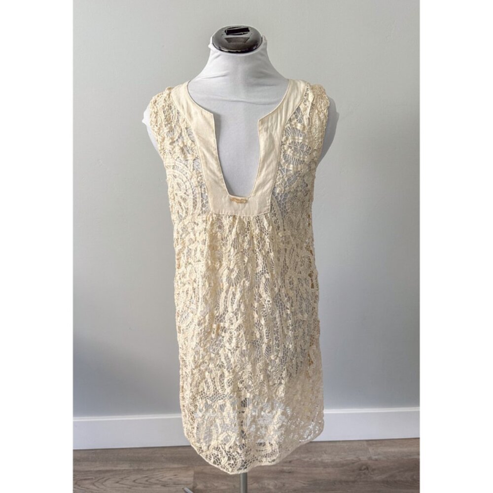 Burning Torch Antique Lace Short Tunic Mini Dress